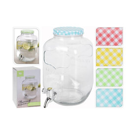 EXCELLENT HOUSEWARE Drankdispenser glas 4 Liter 4 ass kleur