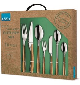 AMEFA Amefa 26-delige Bestekset Eclat All You Need natuurlijk hout