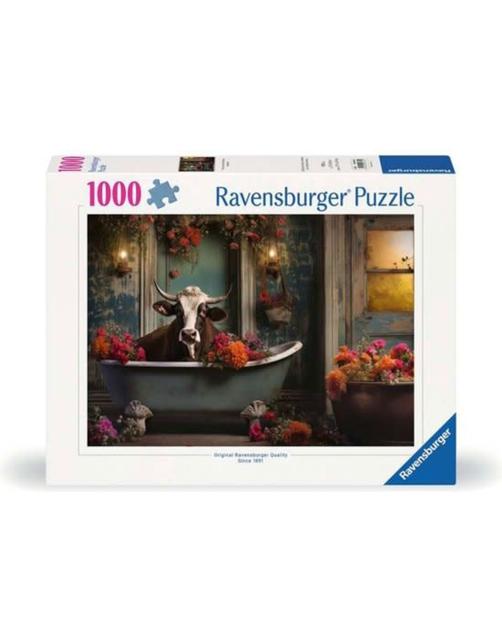 RAVENSBURGER Ravensburger puzzel The cow in the bathtub - Legpuzzel - 1000 stukjes
