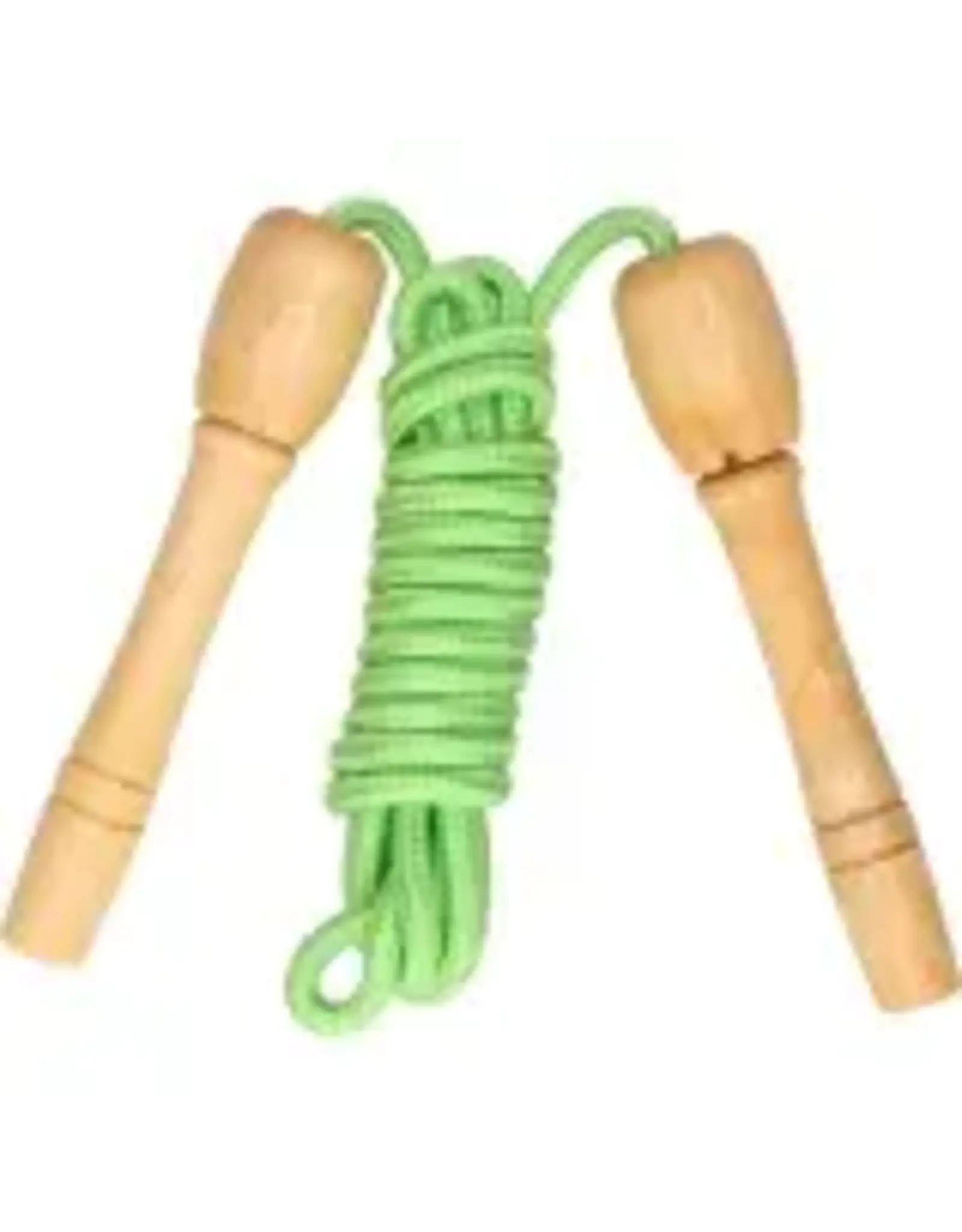 KIDS FUN Kids Fun Springtouw speelgoed met houten handvat 2,5 meter keuze uit groen oranje rood of blauw