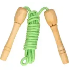 KIDS FUN Kids Fun Springtouw speelgoed met houten handvat 2,5 meter keuze uit groen oranje rood of blauw
