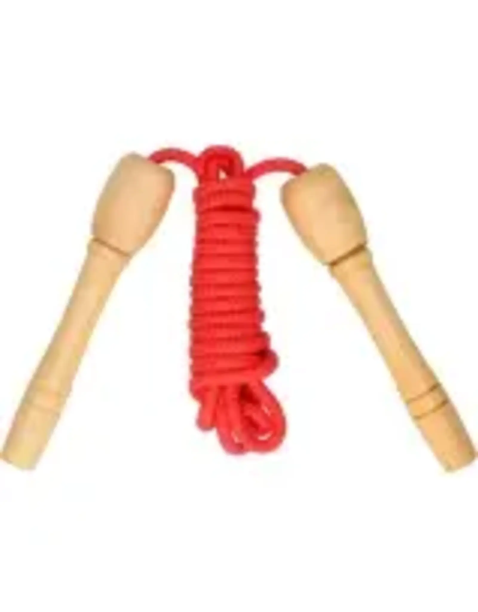 KIDS FUN Kids Fun Springtouw speelgoed met houten handvat 2,5 meter keuze uit groen oranje rood of blauw