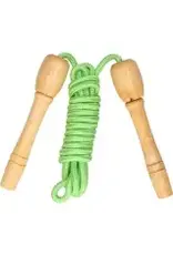 KIDS FUN Kids Fun Springtouw speelgoed met houten handvat 2,5 meter keuze uit groen oranje rood of blauw
