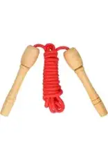 KIDS FUN Kids Fun Springtouw speelgoed met houten handvat 2,5 meter keuze uit groen oranje rood of blauw