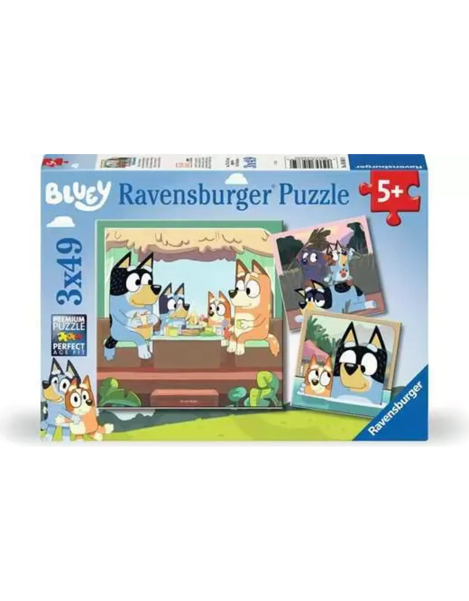 RAVENSBURGER Puzzels voor kinderen 3x49 stukken - Bluey - De avonturen van Bluey