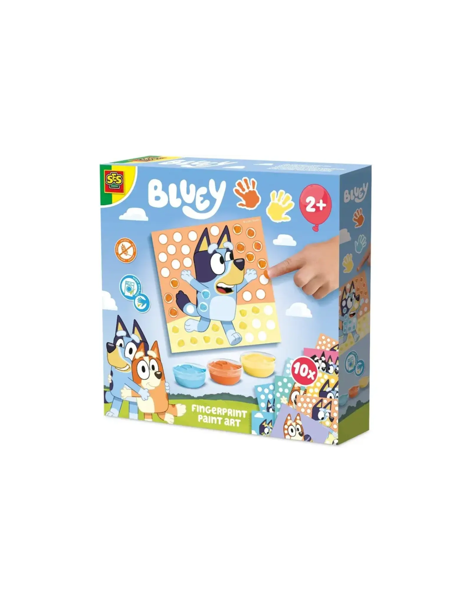 Ses Bluey Vingerafdruk verf kunstwerk