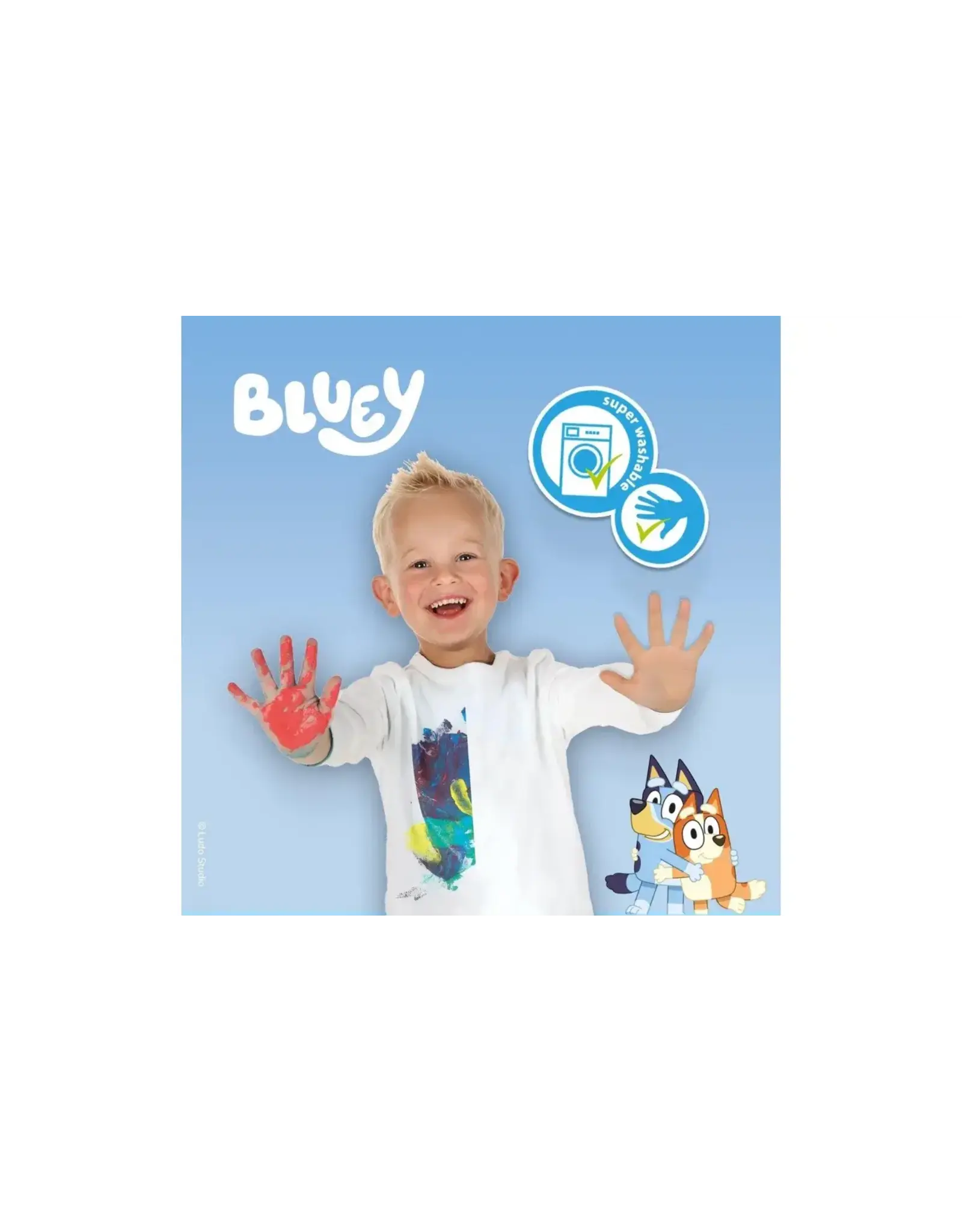 Ses Bluey Vingerafdruk verf kunstwerk