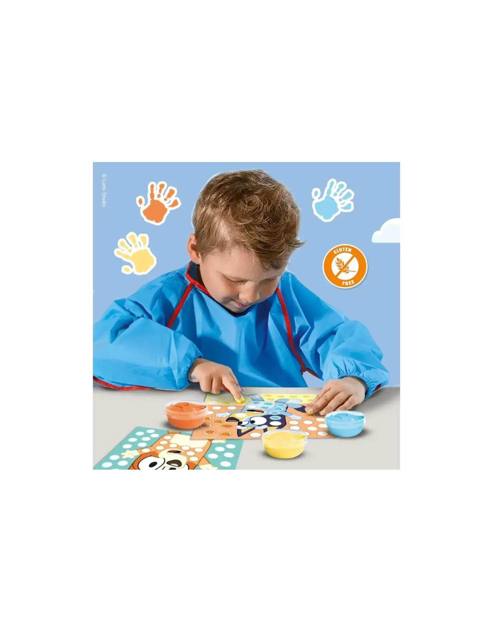 Ses Bluey Vingerafdruk verf kunstwerk
