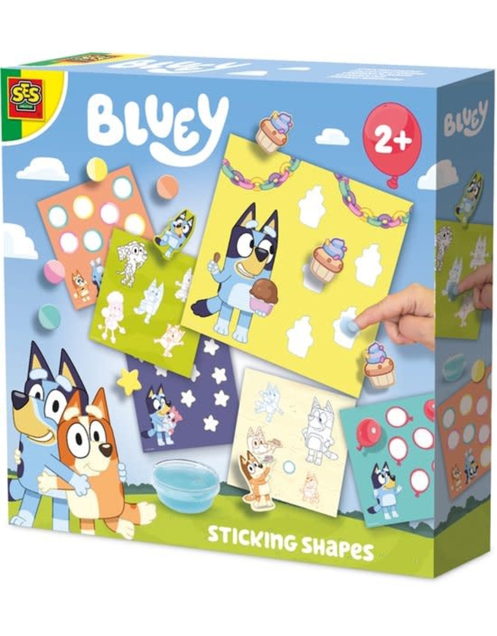 Ses SES Creative Bluey - Vormen plakken met Vingerlijm - Knutselen - Voor Kinderen Vanaf 2 Jaar - 6 Kaarten