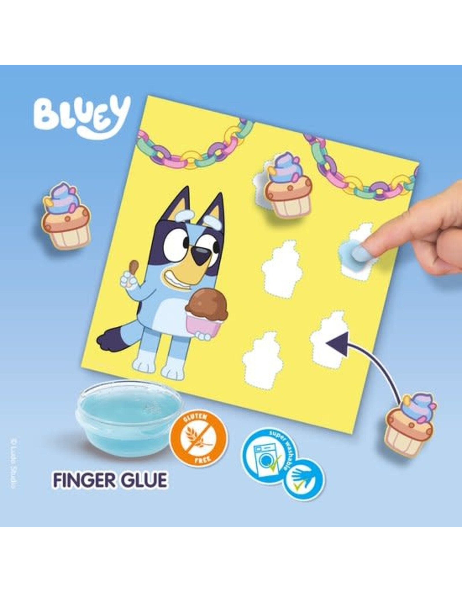 Ses SES Creative Bluey - Vormen plakken met Vingerlijm - Knutselen - Voor Kinderen Vanaf 2 Jaar - 6 Kaarten