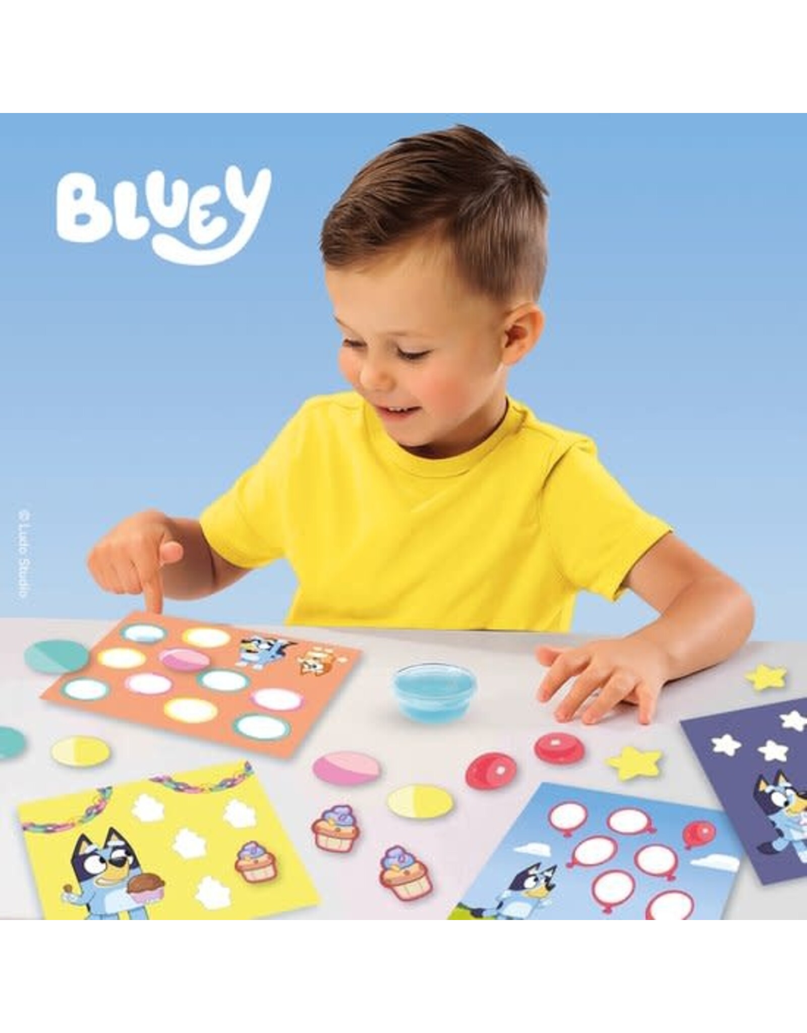Ses SES Creative Bluey - Vormen plakken met Vingerlijm - Knutselen - Voor Kinderen Vanaf 2 Jaar - 6 Kaarten