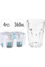 EXCELLENT HOUSEWARE Witte Bier glazen/ Drinkglazen  360ml Set van 4 stuks