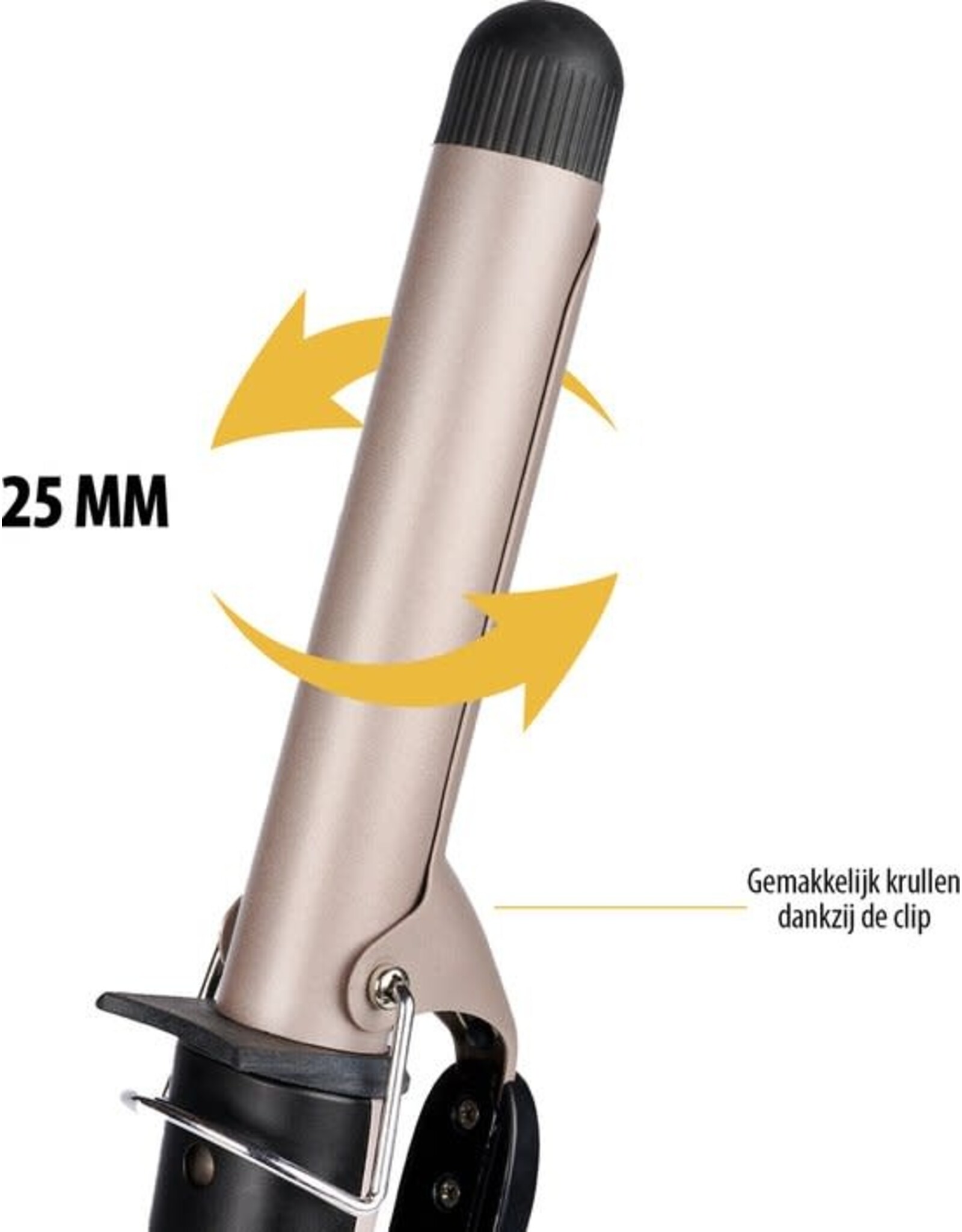 TRISTAR Krultang Tristar HD-2421 - Keramische coating - Warm binnen 60 seconden - Cool-touch handvat - 360º draaiende snoer - Ø 25 mm - Automatische uitschakeling - Zwart