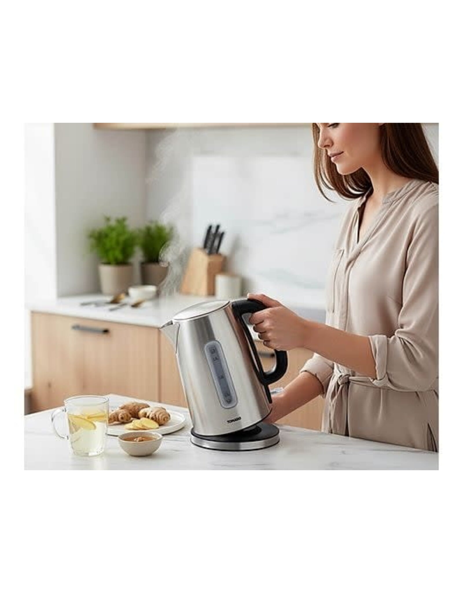 TOMADO TOMADO TWK1709S RVS Waterkoker - 1,7 liter inhoud - 2200W - Kalkfilter - Waterniveau indicator - Zilver