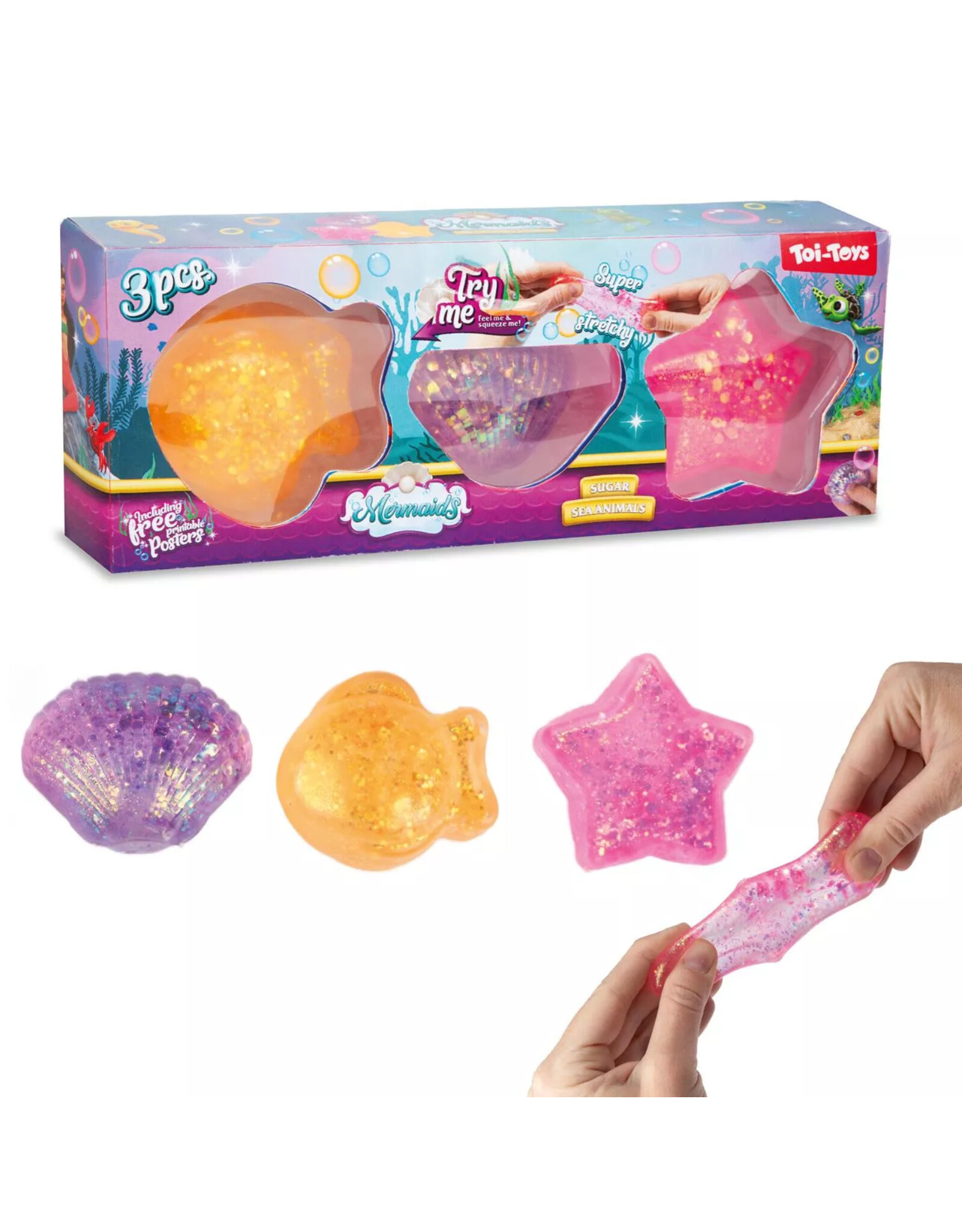 TOI TOYS Mermaids Knijpfiguren zee 6cm 3st