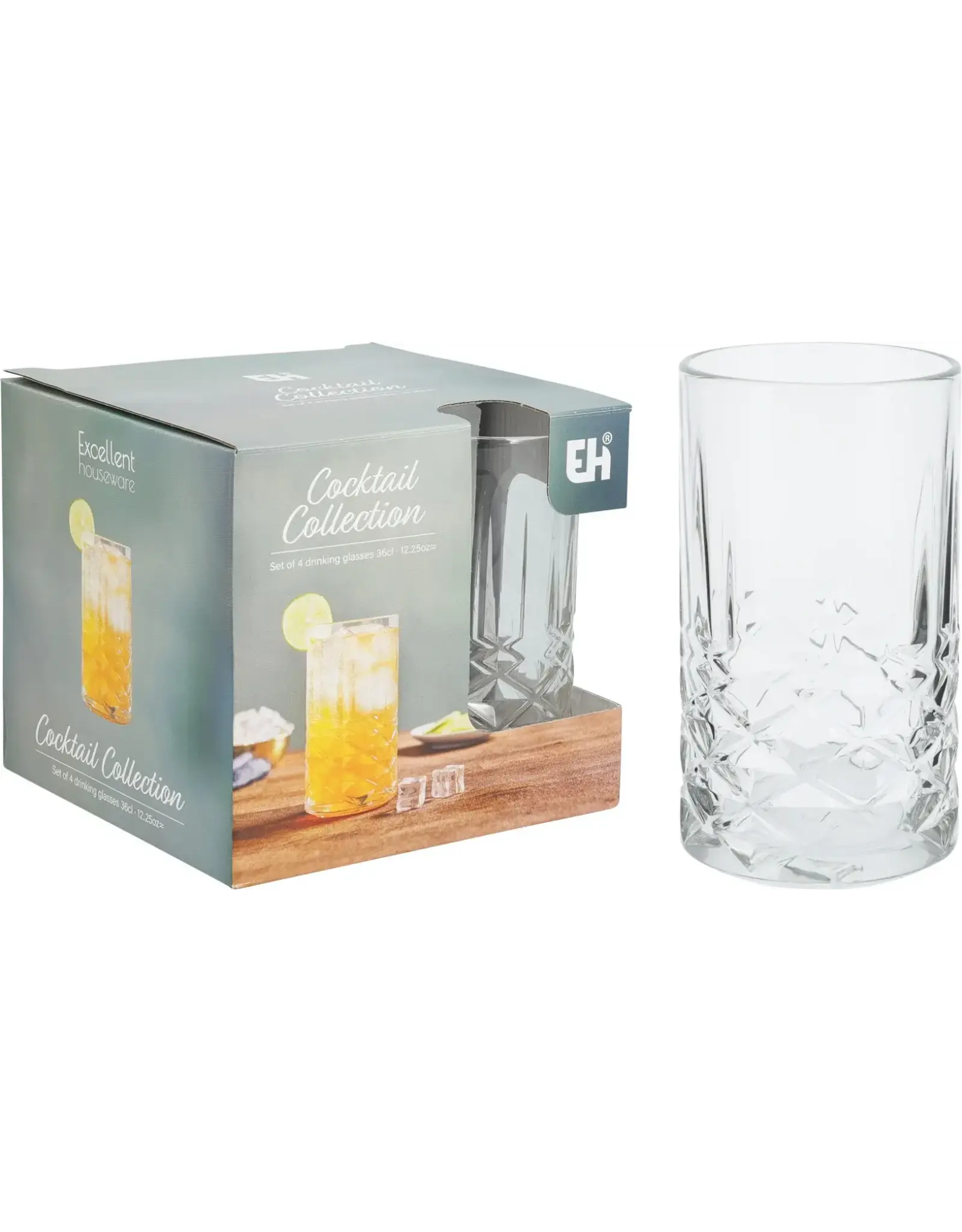 EXCELLENT HOUSEWARE Cocktail Collection drinkglas 36cl 4 stuks