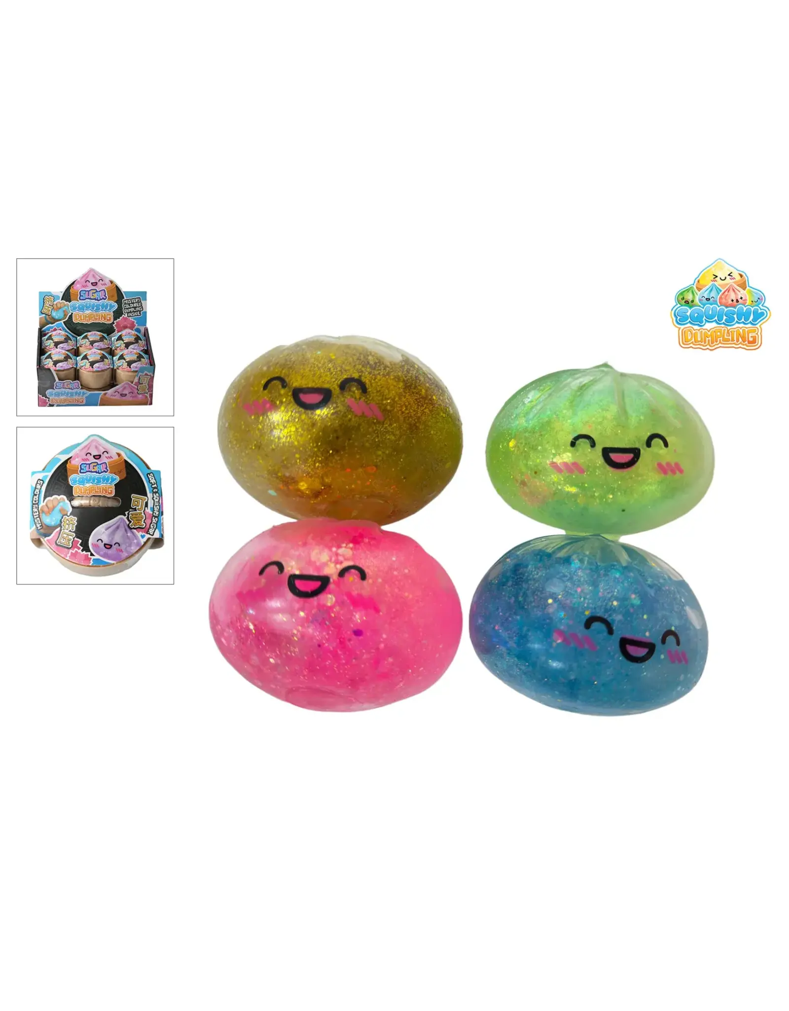 MERKLOOS Squishy sugar dumpling 9cm in stoommand 4ass kleur 10cm