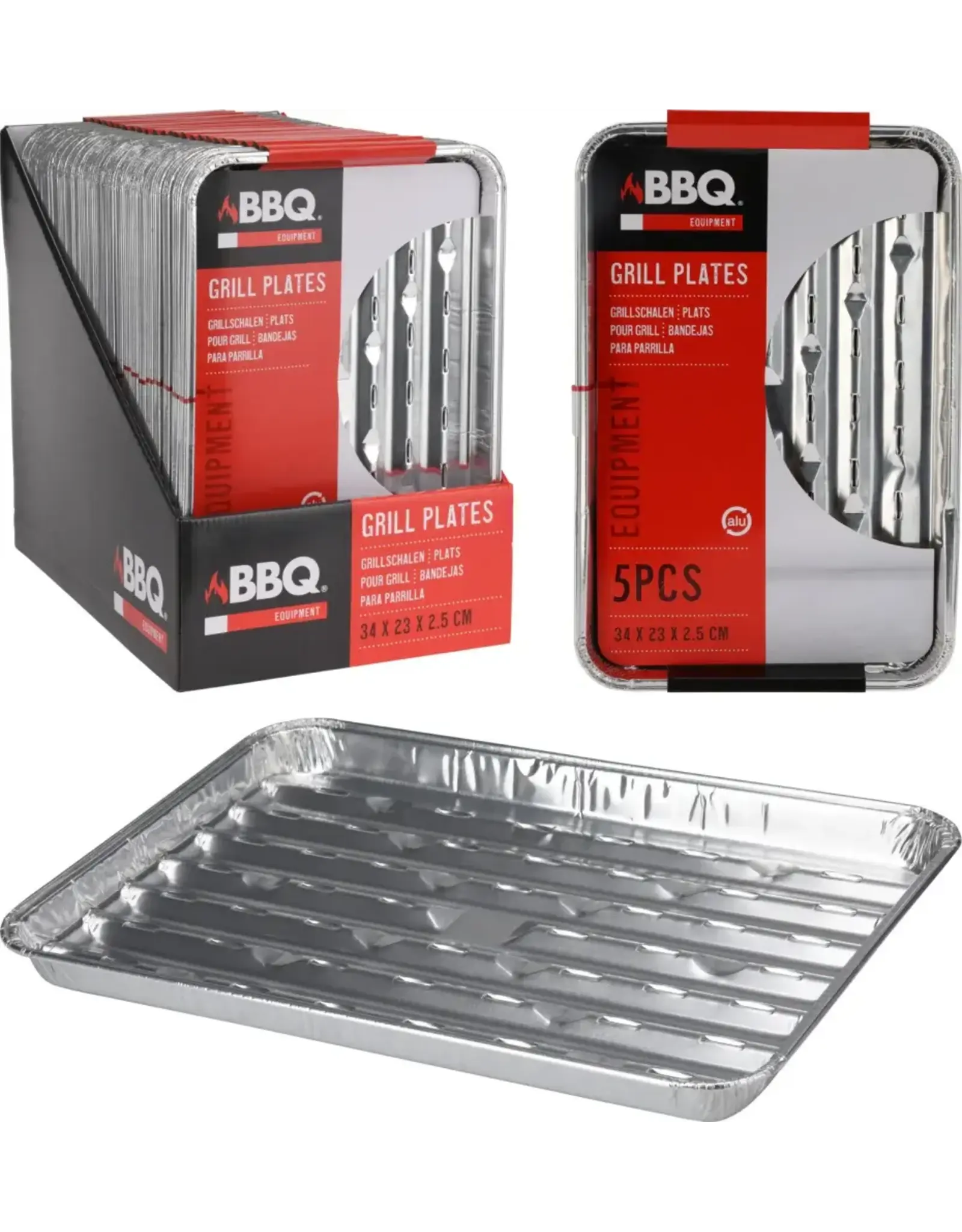 BBQ COLLECTION BBQ Grillschalen 34x23x2,5cm set 5 stuks