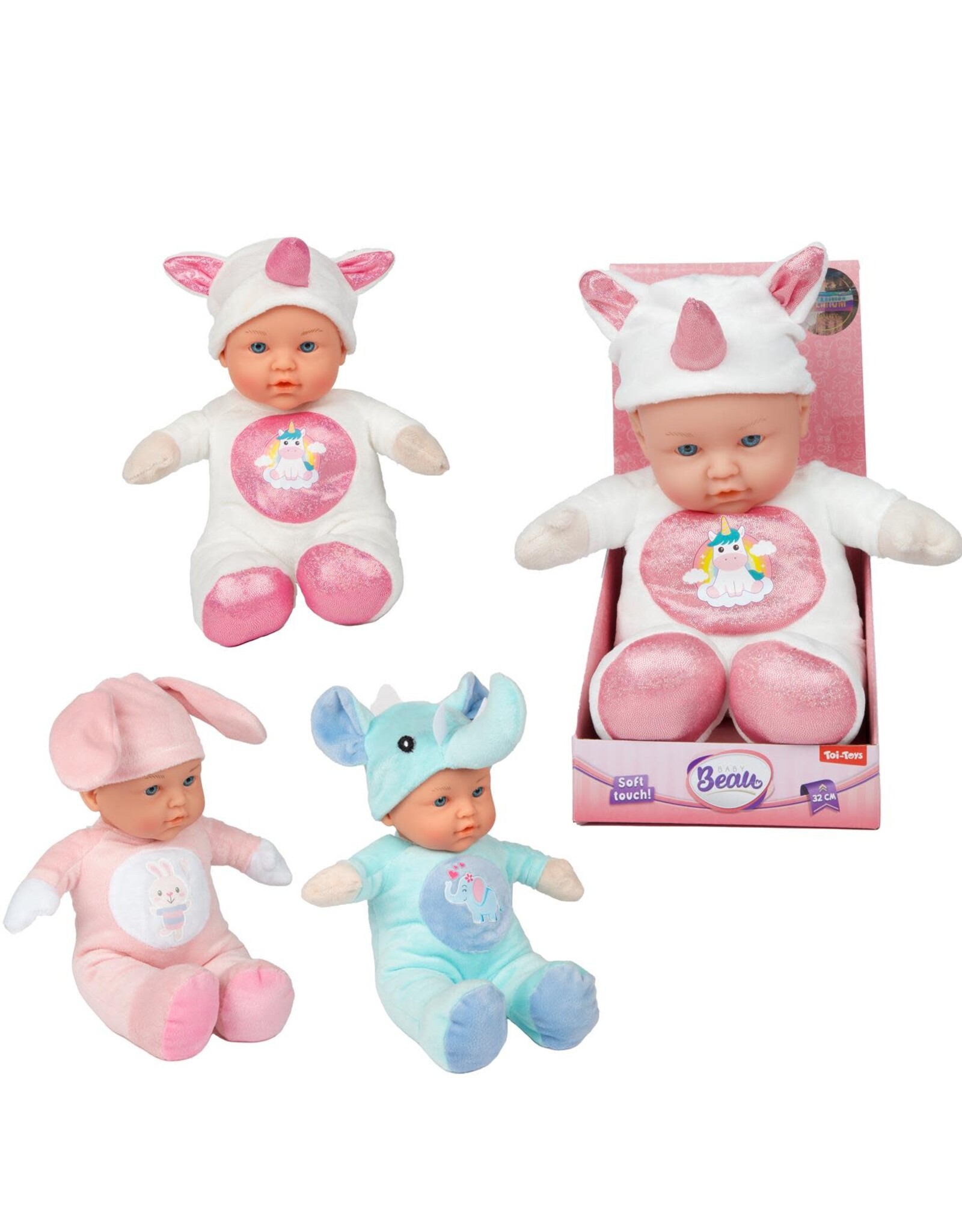 baby beau Zachte babypop in dierenpakje