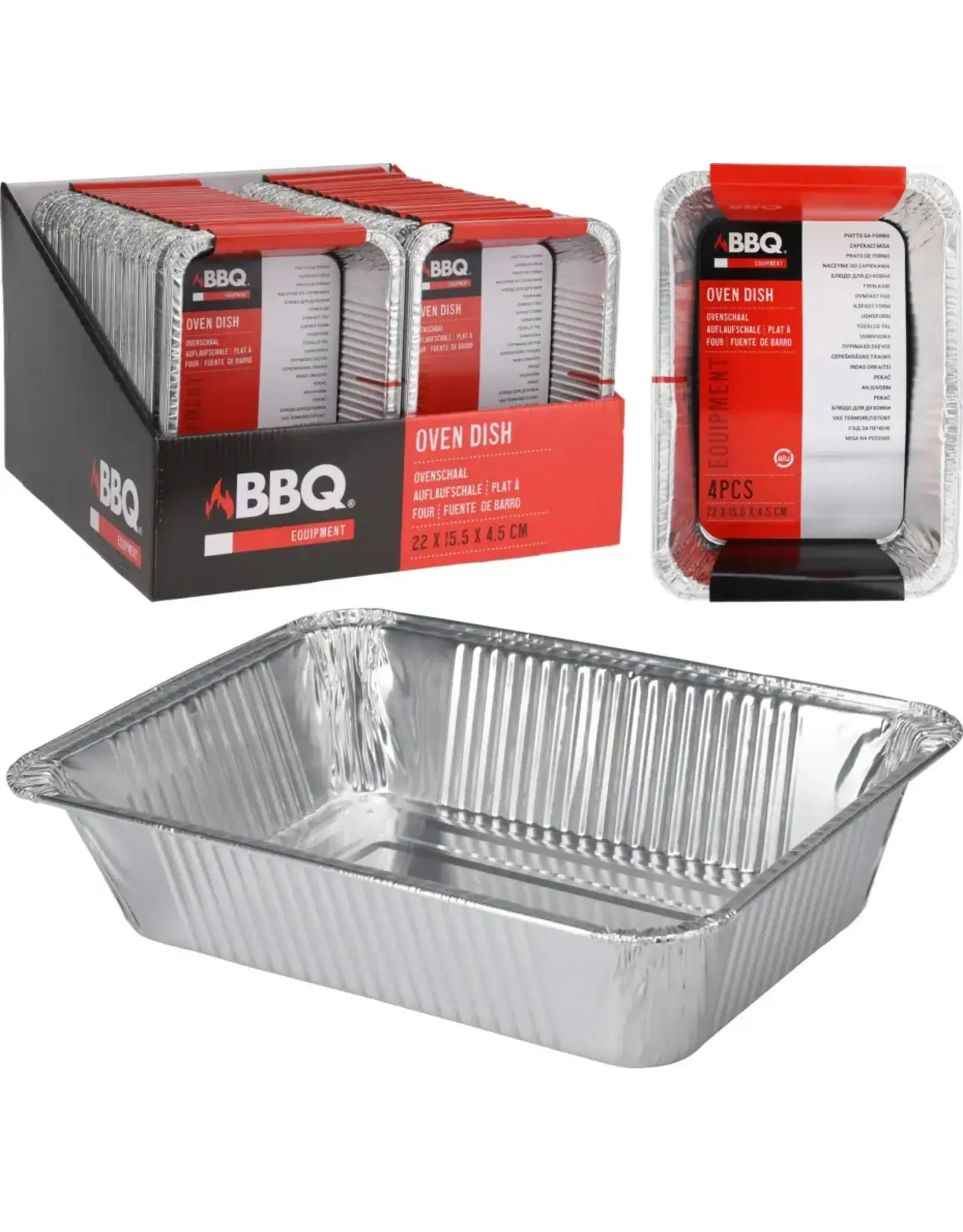 BBQ COLLECTION BBQ schaal aluminium 220x155x48mm set 4 stuks
