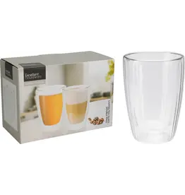EXCELLENT HOUSEWARE Dubbelwandig Koffie-Theeglas 350ml set 2 stuks in doos