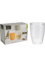 EXCELLENT HOUSEWARE Dubbelwandig Koffie-Theeglas 350ml set 2 stuks in doos