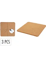 EXCELLENT HOUSEWARE Onderzetter kurk 19x19cm 3 stuks