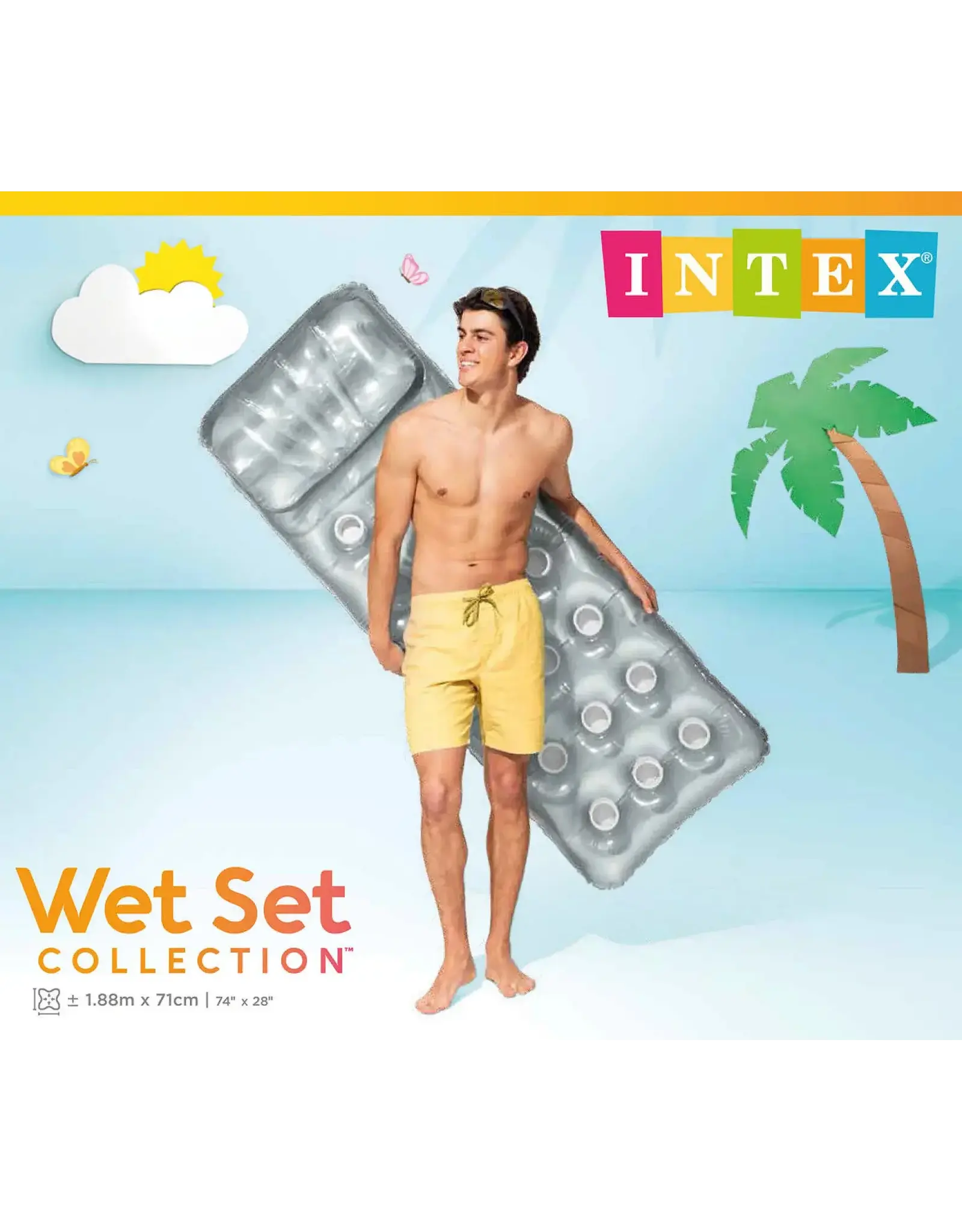 INTEX Intex zonneluchtbed 18-Pocket met hoofdkussen 188x71cm