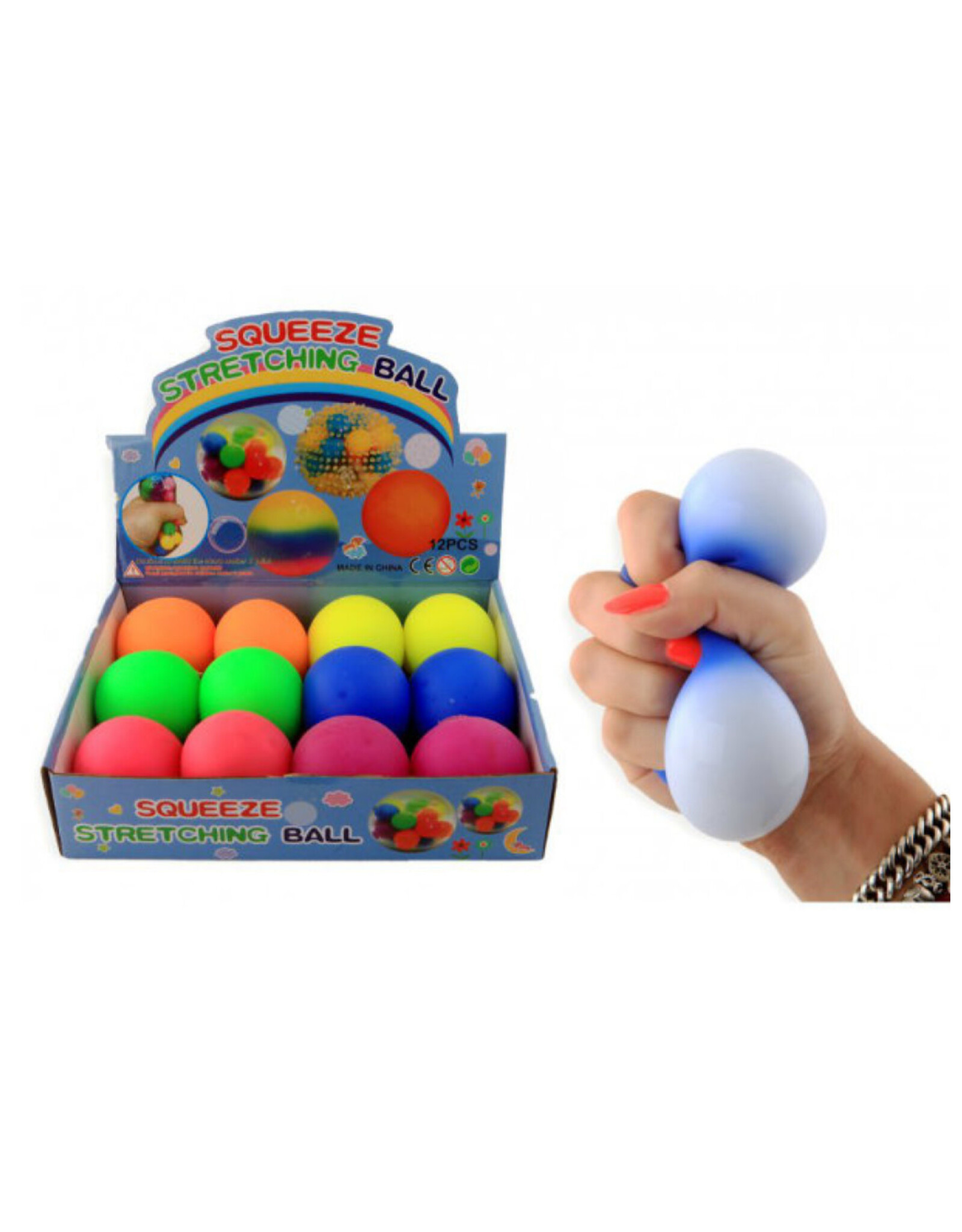 12 squeeze bal 7 cm. neon