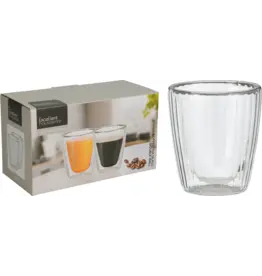 EXCELLENT HOUSEWARE Dubbelwanding Koffie/Theeglas 250ml 2 stuks