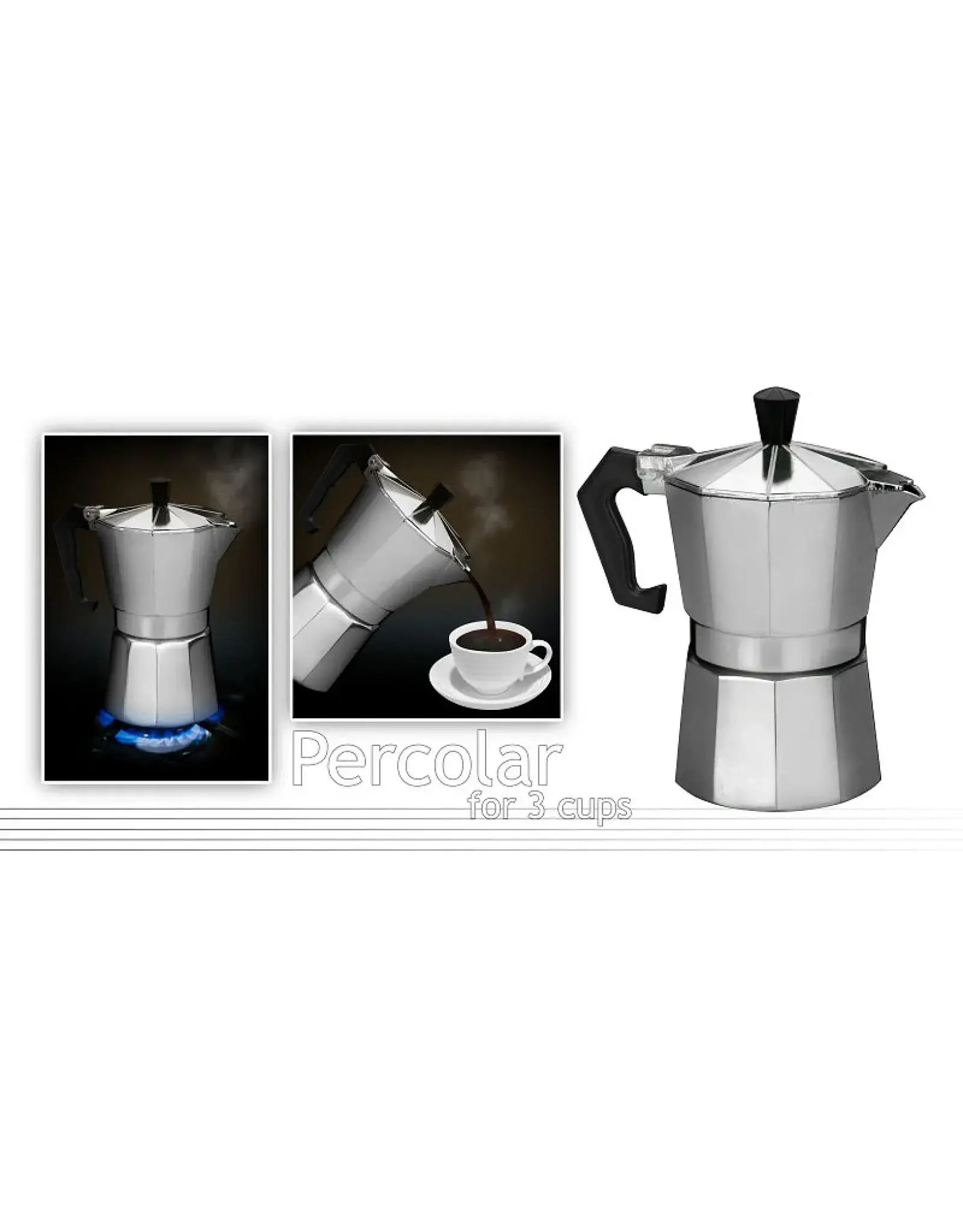 EXCELLENT HOUSEWARE Percolator RVS 3 kopjes