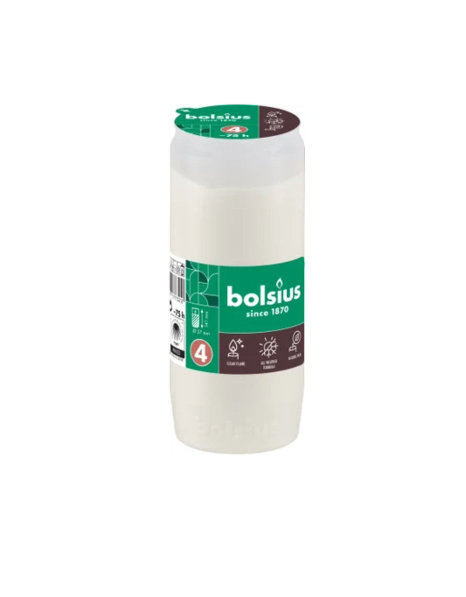 BOLSIUS Bolsius herdenkingslicht wit 75 uur D 5,7 H 14 cm