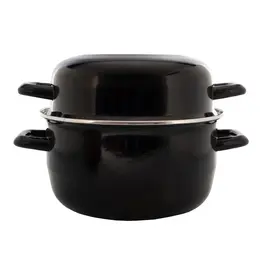 cooking Mosselpan 24 cm. zwart emaille