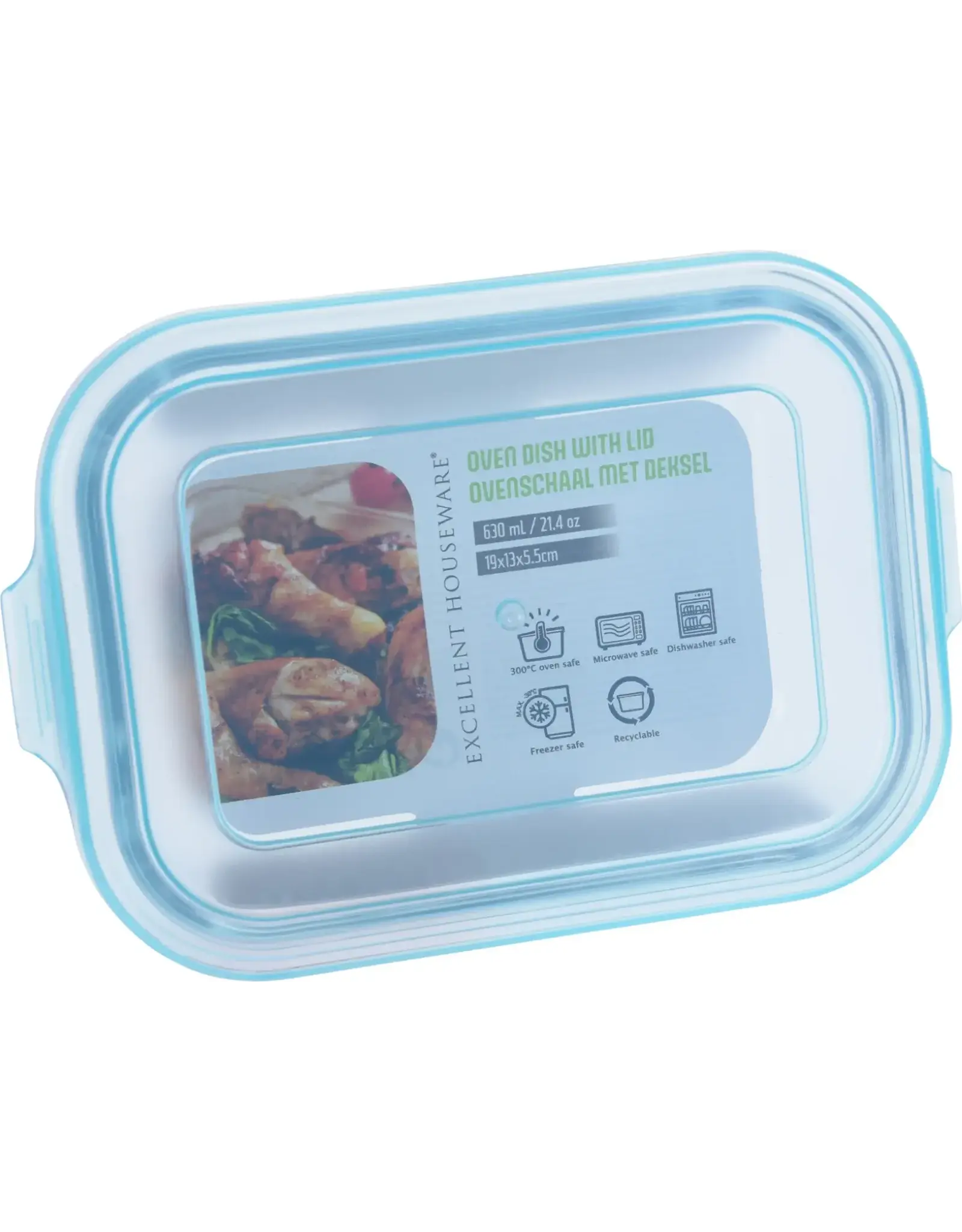 EXCELLENT HOUSEWARE EH Ovenschaal bakken en vriezen met deksel 630ml 19x13x5.5cm