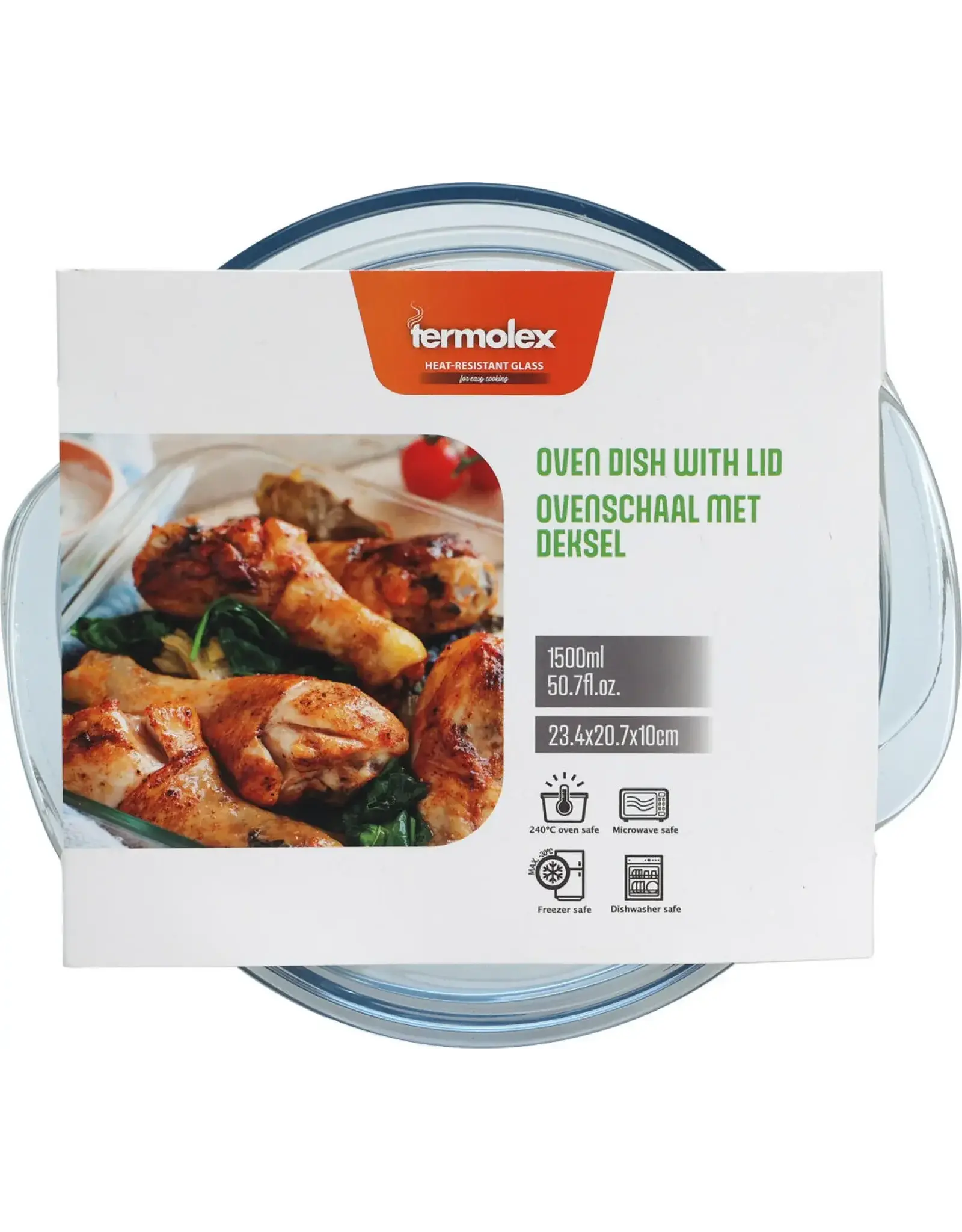 termolex Termolex Ovenschaal glas met deksel 1,5 L