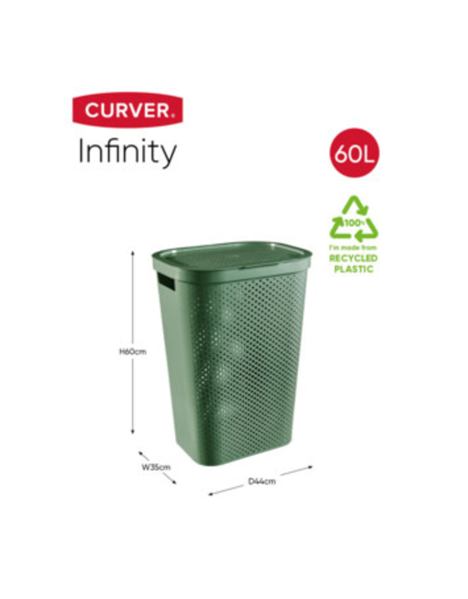 CURVER Curver Infinity wasbox dots 60L - groen