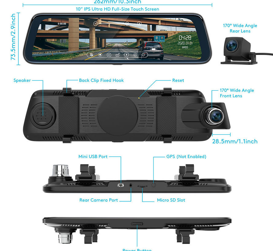 ThiEye Carview 2 32gb 2CH Full Mirror Touch dashcam