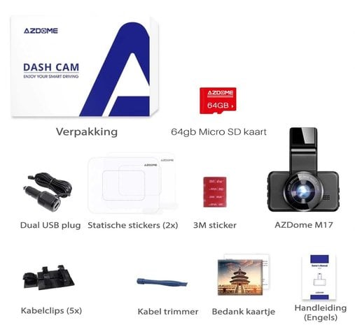 AZDome M17 Pro Wifi 1CH FullHD dashcam - Allcam