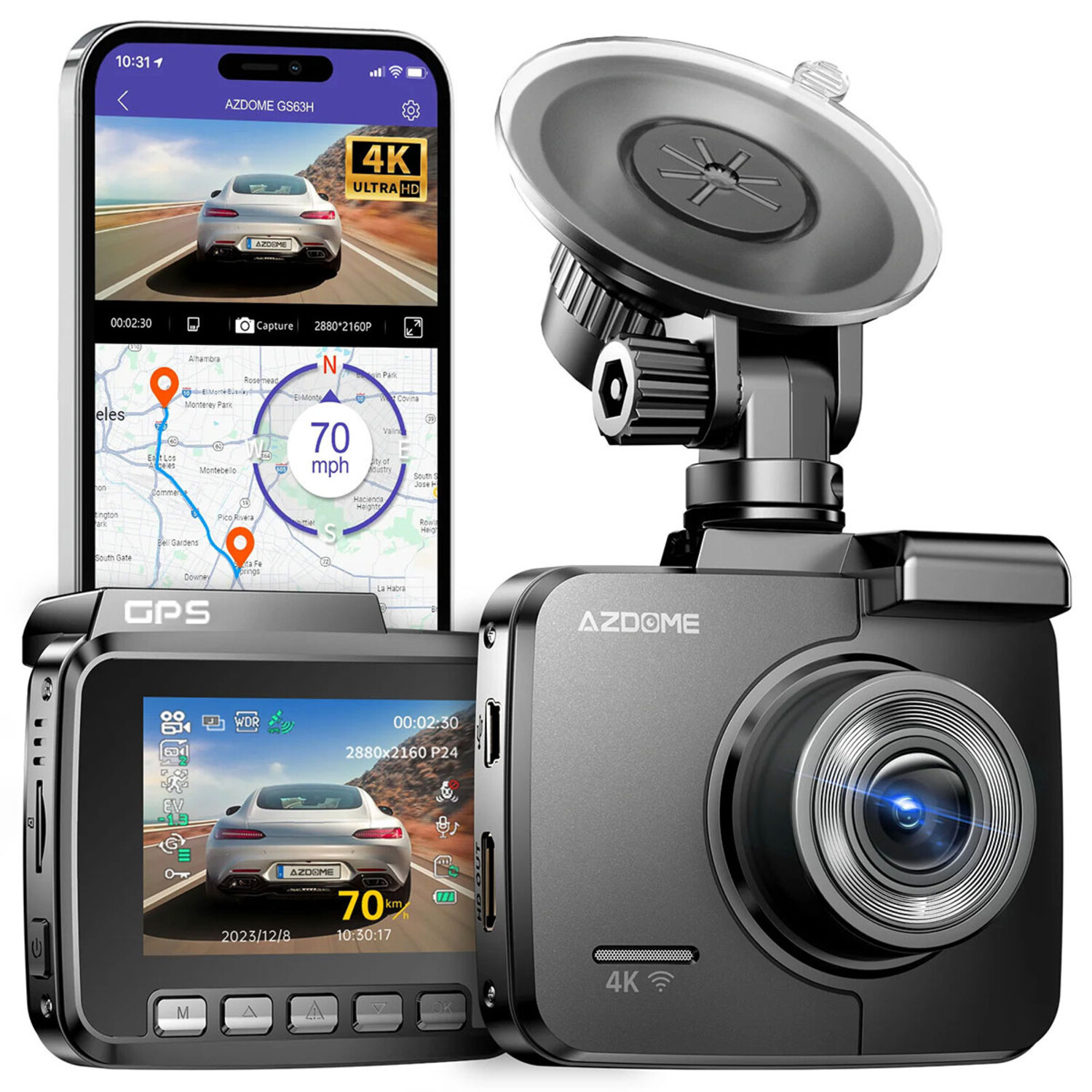 AZDome GS63H 4K 1CH Wifi GPS dashcam - Allcam