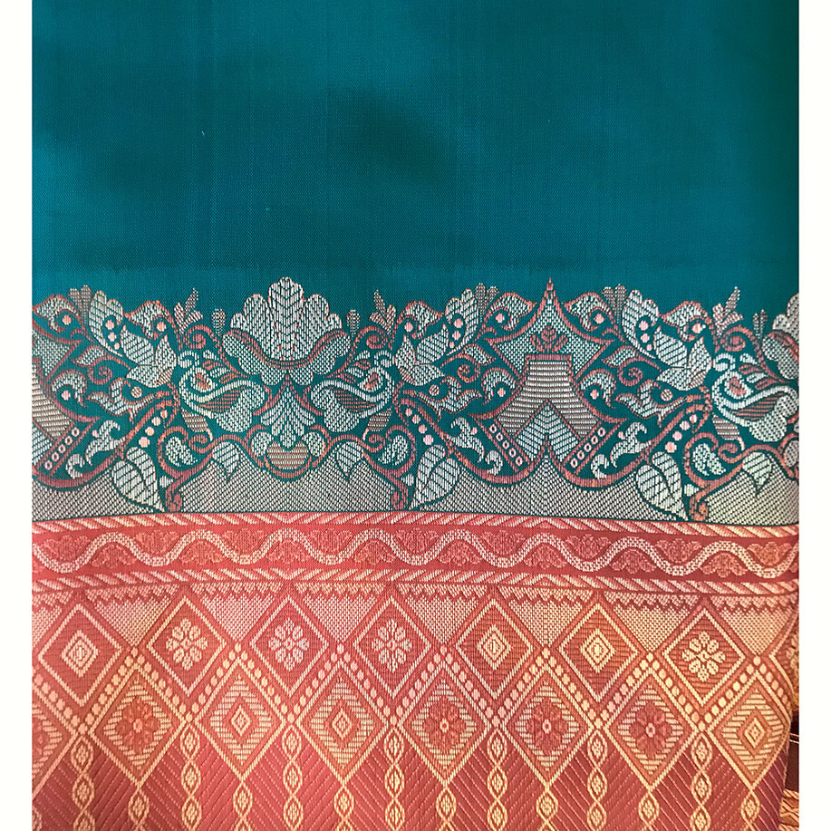bestickt CRAFTSTRIBE Banglori Damen-Sari aus Seide Rot