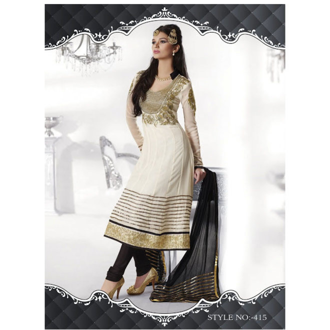 Salwar Kameez  in Creme, Gold