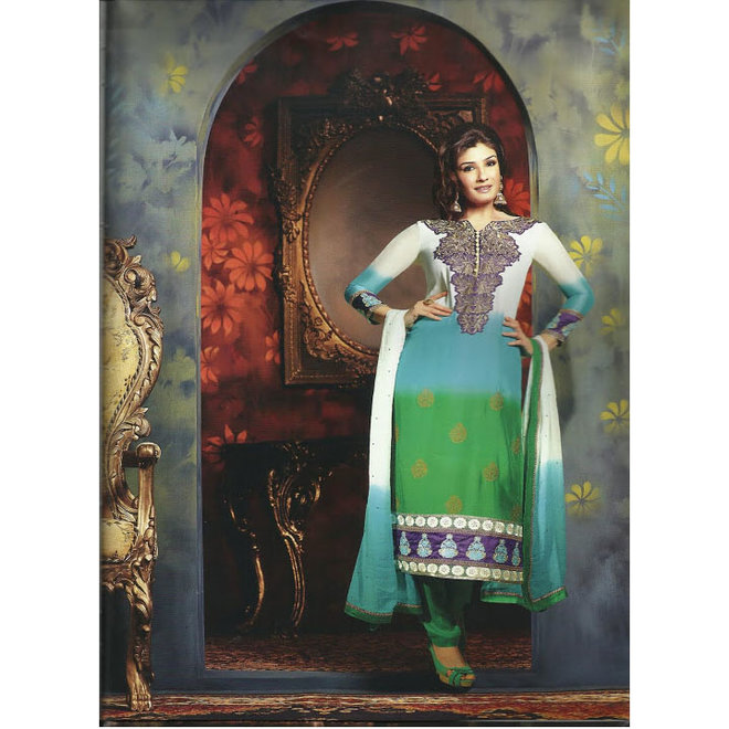 Elegantes Salwar in Grün, Türkis