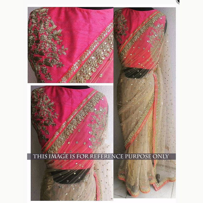 Sari Creme mit Pink