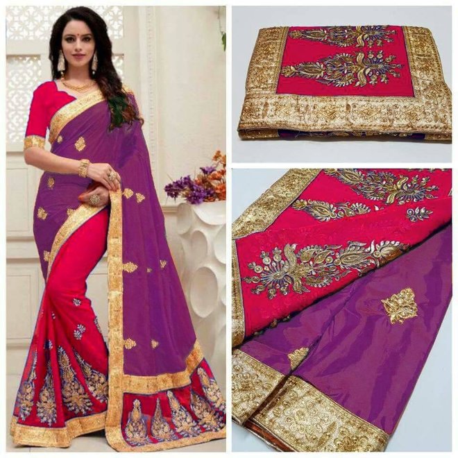 Lehenga Sari in Pink, Magenta