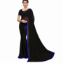 Sari Sana Silk in Schwarz, Blau