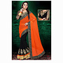 Lehenga Sari in Schwarz, Orange