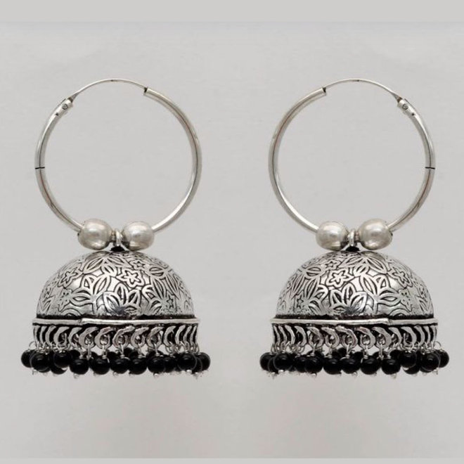 Indische Jhumka Ohrringe versilbert