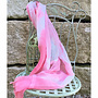 Seidenschal, Foulard in Pink-Weiss, Batik