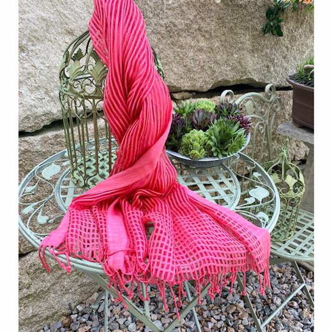 Seidenschal, Foulard in Pink gestreift