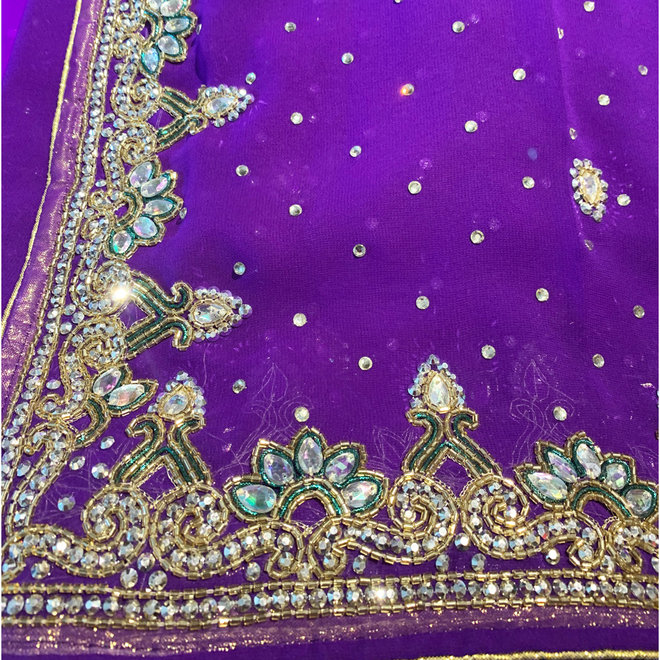 Exklusiver Sari aus Chiffon in Lila